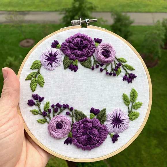 Handmade Other - Handmade Embroidery Purple Wall Art Hanging